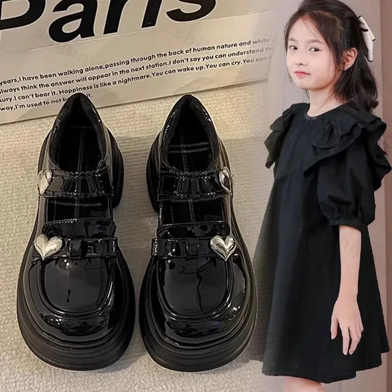 Girls Leather Shoes Children Princess Shoes 2026 Spring New Platform Footwear Versatile Kids Causal Fashion Mary Jane Shoes