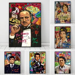 Classic Pop Street Graffiti Abstract Wall Art Gangster Godfather Smoking HD Oil On Canvas Posters And Printed Living Room Decor