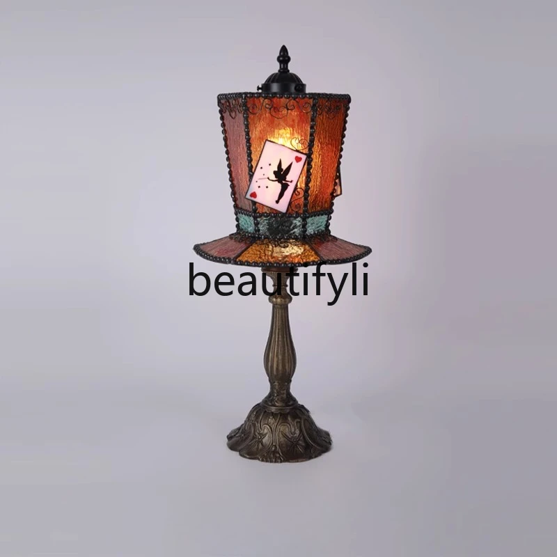 

Table Lamp Bedside Bedroom Retro Floral Atmosphere Creative Cabinet American Style