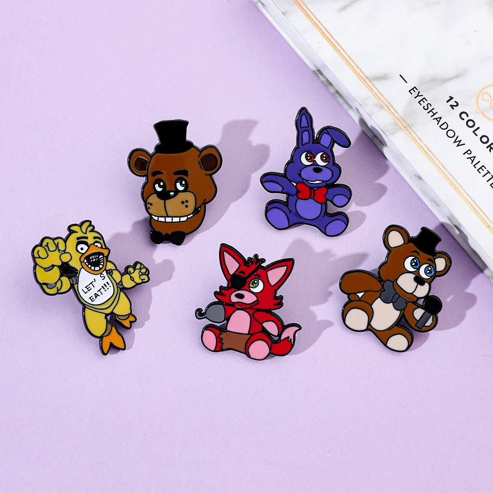 Five Night's At Freddy Brooch Game Movie Peripheral Pins Classic Horror Games 2023 Thriller Movie Badge Jewelry Gifts for Fans