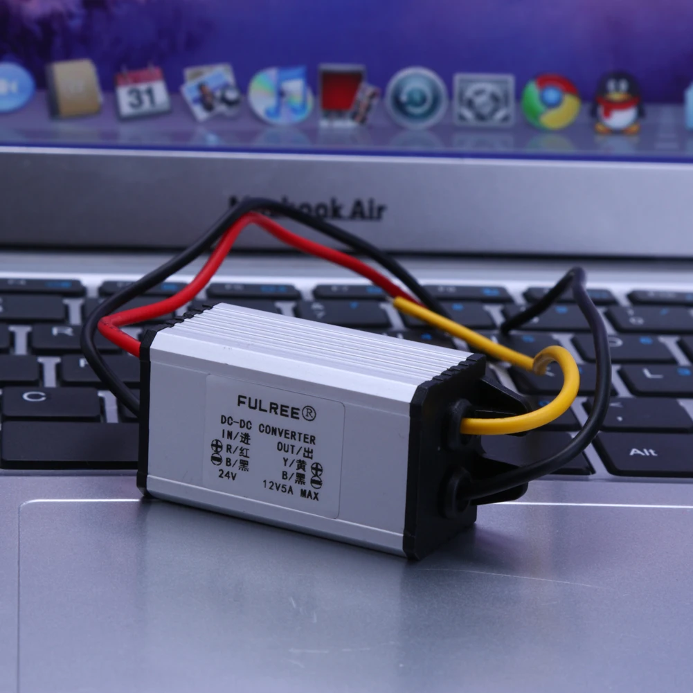 DC 24V to 12V 5A Car Power Step-down Converter Adapter Audio Refit Module