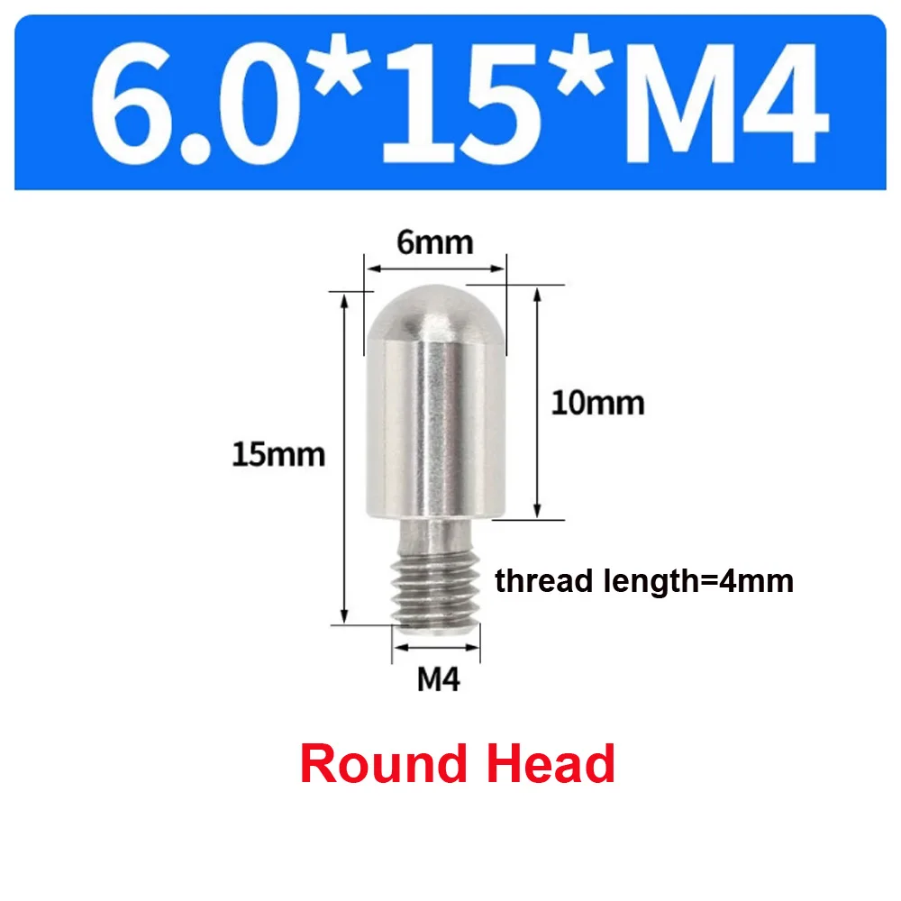 10 Stück/Beutel Edelstahl 303 Positionierstifte M6 Konischer Rundkopf mit Flachkopf Außengewinde Metall-Einsatzschraube 5mm Verriegelungsbefestigung – Detail 25