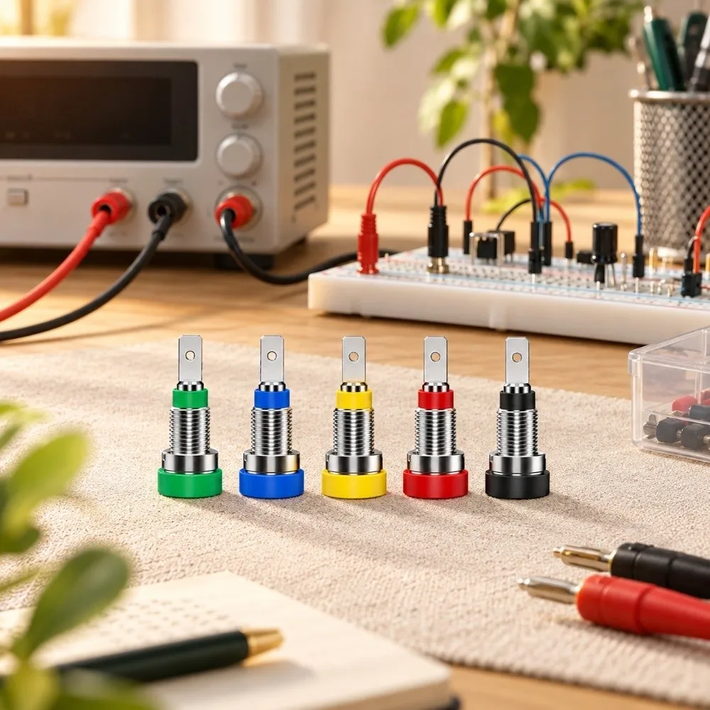 6pcs New 2mm Banana Socket 5Colors 8.5*24.9mm Binding Post Jack Test Hole DIY Parts for Electrical Connector