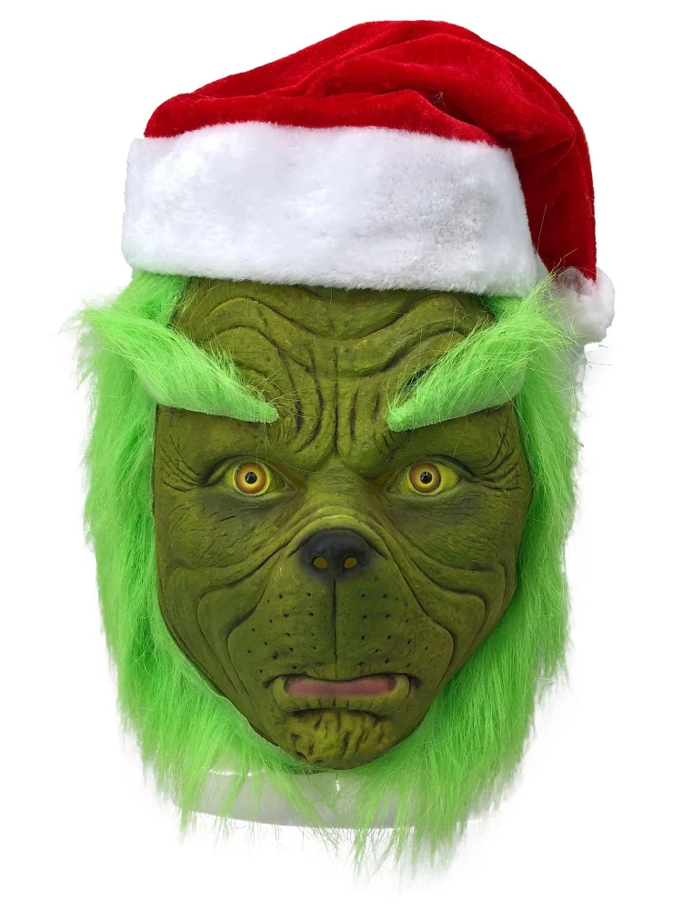 

QWEEK Christmas Anime Green Attire Cosplay Costumes Halloween Belt Mask for Women Men Anime Claus Hat Glove Carnival 2024