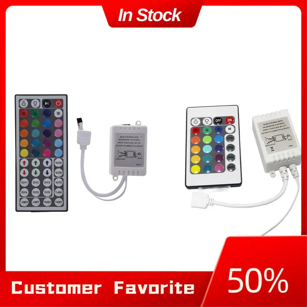 AT03 Top 1 Uds. Control remoto IR de 44 teclas para tiras de luz LED RGB 5050 y 1 Uds. Controlador LED RGB Control IR FB 24 teclas blanco