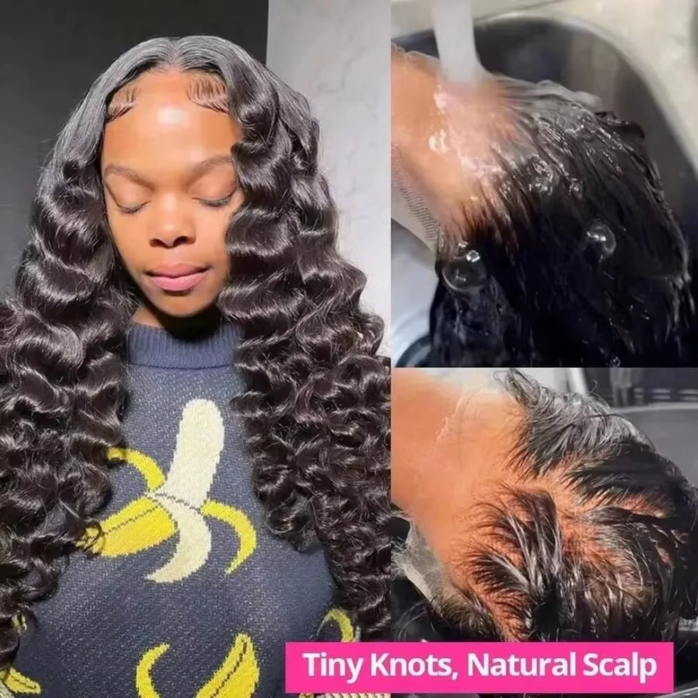 13x4 13x6 HD Transparent Lace Deep Wave Frontal Wig 40-42Inch