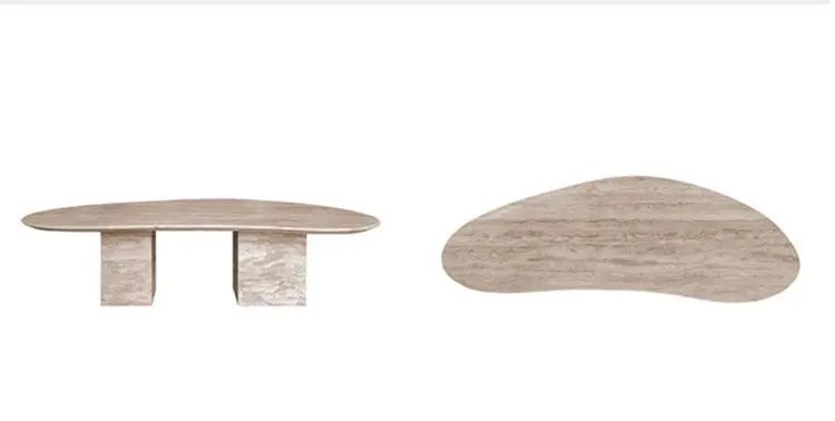 

Natural travertine special-shaped coffee table living room sofa small apartment round dining table
