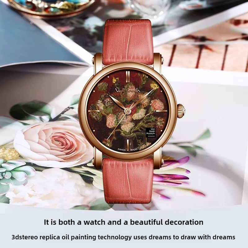VAN GOGH  Women Watch Luxury Original Brand Quartz Watch Draw Painting 2025 New Elegant Fashion Waterproof Wristwatch Gifts
