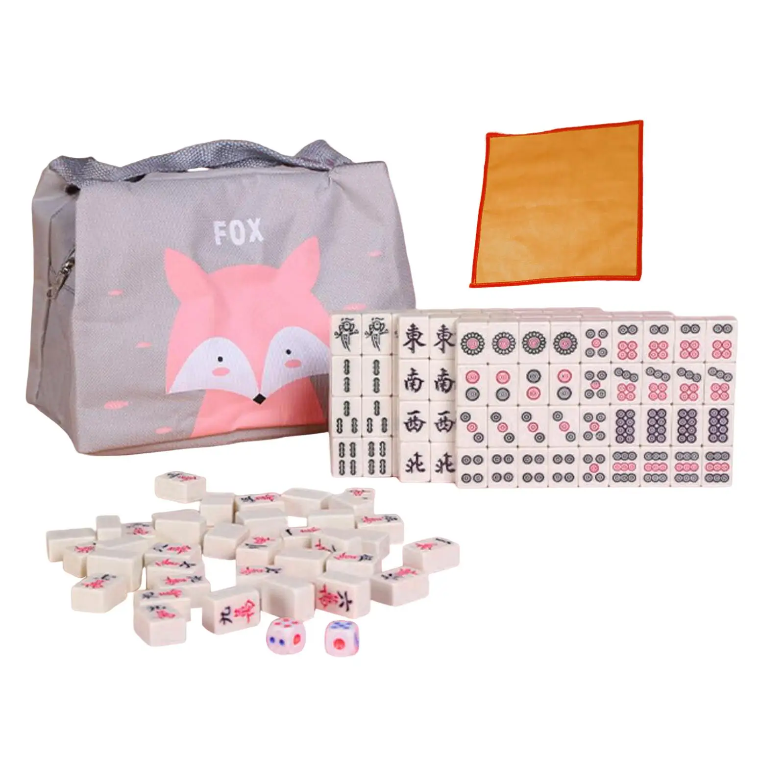 Chinese Mahjong Set with Carrying Travel Case Travel Mahjong Set for Family Party Game Traditional Chinese Mahjong Board Game