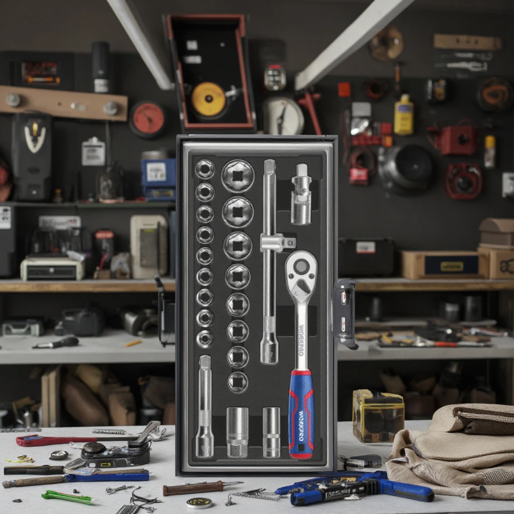 WORKPRO 24PC 1/2" Dr. Socket Wrench Set Mechanical Tools Cabinet Tool Tray