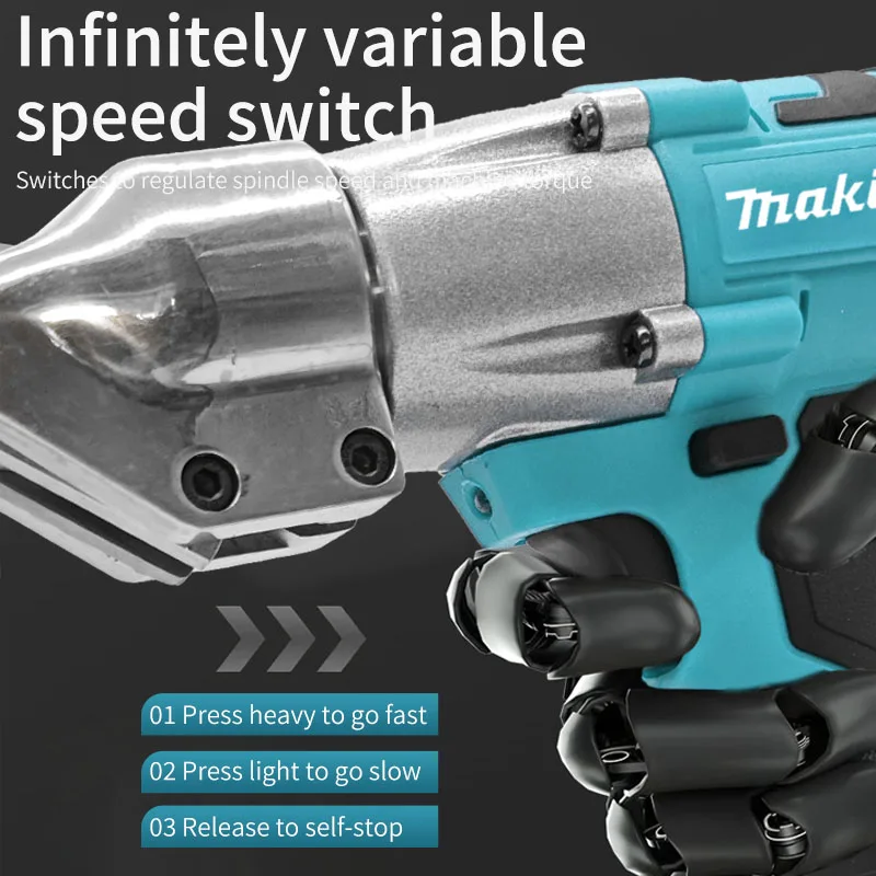 Makita 400W cisaille à métaux sans fil ciseaux à fer électrique sans brosse 2 vitesses variables avec lumière LED 18v outil électrique