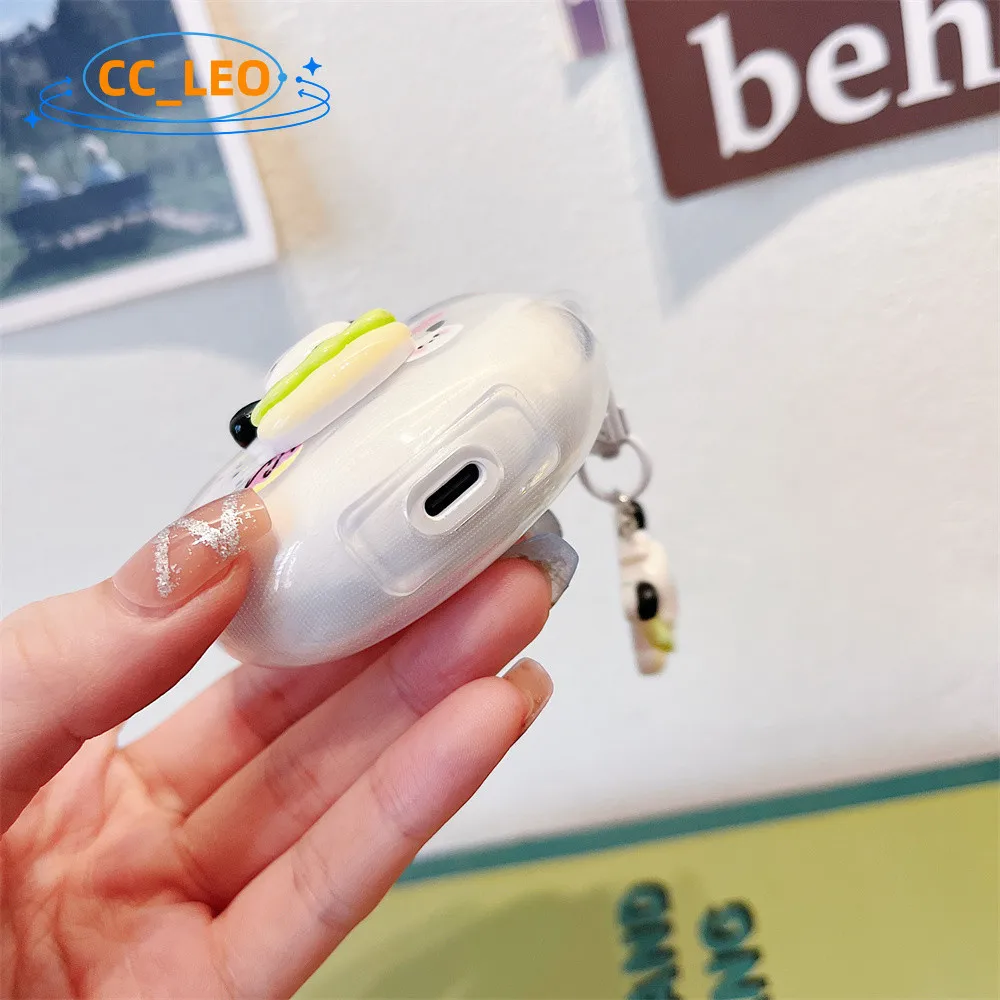 For OPPO Enco Air3i Case Transparent Soft Case Cute Flower OPPO Enco Air2 Protective Cover OPPO Enco Air Case Cartoon Pendant
