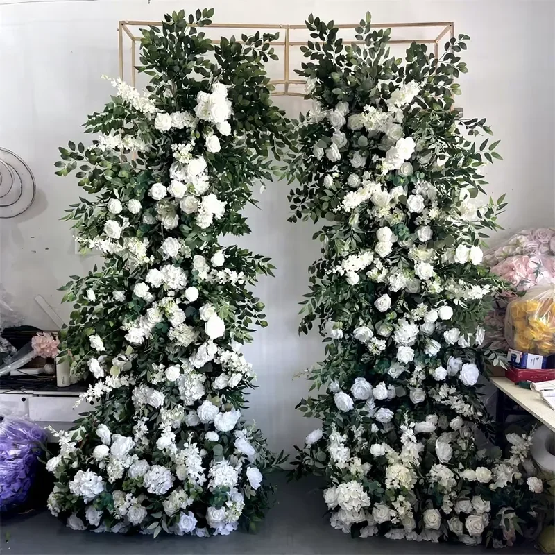 10ft Handmade Silk Morning Glory Flower Arch White Green Wedding Entrance Decoration Artificial Vine Garland Party Backdrop