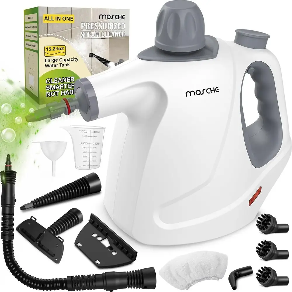 

Multi-Surface Handheld Steam Cleaner, 11-Piece Accessories, 15.2OZ Pressurized Steamer for Cleaning Home Floors, Grout, Tiles, G