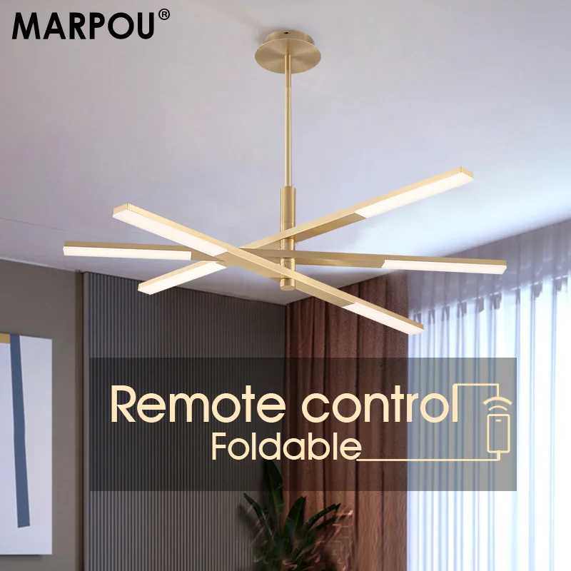 MARPOU Variable Modern Chandelier Lights Remote Control Dimmable Bedroom Living room Decoration Led Hanging Chandeliers lighting