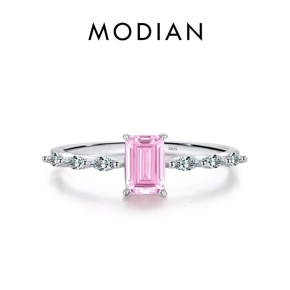Серебряное кольцо с цирконием Модиан для женщин — фото товара
