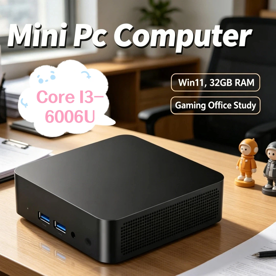 

4K HD Display Mini Desktop PC Core I3-6006U Win11 32GB RAM 1TB/2TB SSD WIFI 6 Office Study 3 Years Warranty