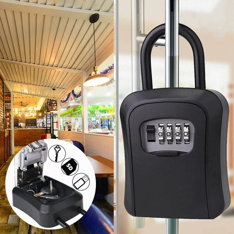 

Metal panel Password Lock Storage Box Outdoor Waterproof Wall Mount 4 Digit Password Key Box Anti Theft Key Safe Box