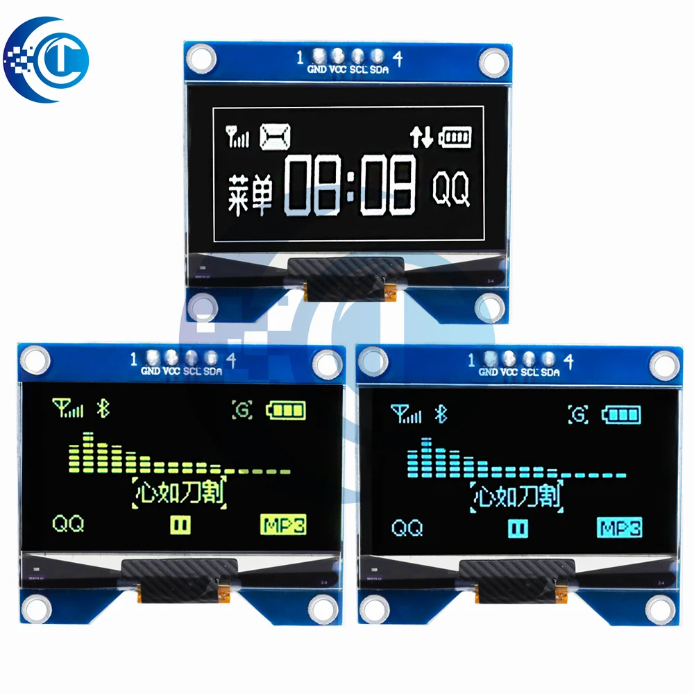 1,54-calowy moduł ekranu OLED 4PIN 7PIN biały niebieski żółty CH1116 / SSD1309 sterownik IC kompatybilny z interfejsem SPI SSD1306