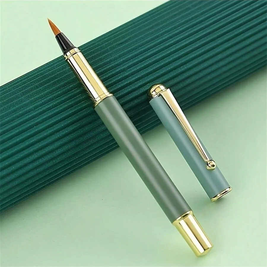 1 Stift mit sanfter Schreibfunktion und tragbarem Stiftgehäuse, 10 schwarze Tintenpatronen, geeignet für Anfänger zum Üben der Kalligraphie mit weichem Pinsel – Detail 3