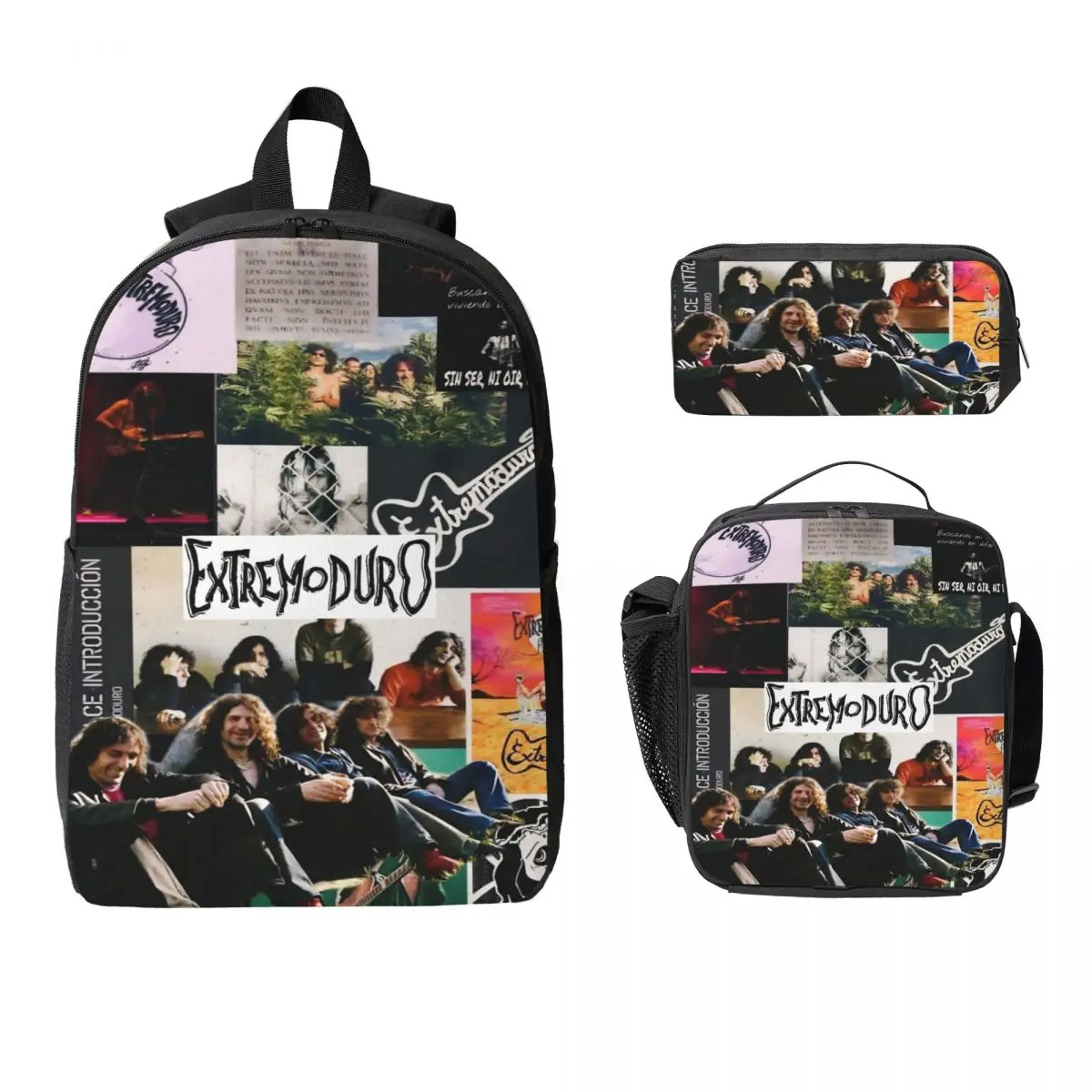 3Pcs Extremoduro Rock Band Backpack Set for Boy Girl Pen Bags Bookbag Sets with Lunch Box For Primary School Students Daypack
