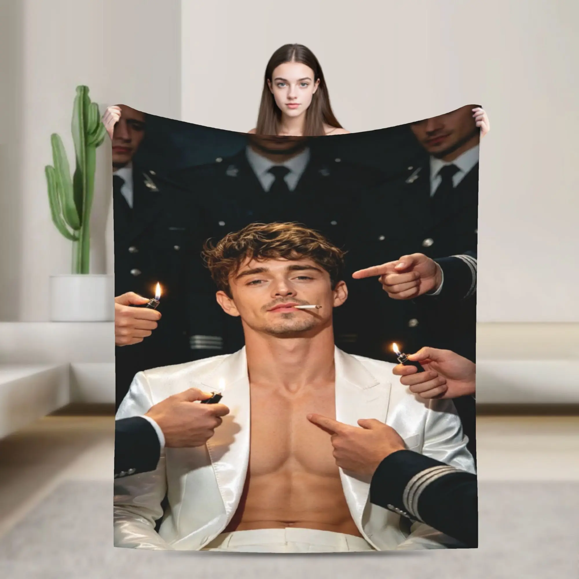 C-Charles L-Leclercs Super Soft Blanket  Decorative Plush Throw Blanket Print Living Room Flannel Bedspread Sofa Bed Cover