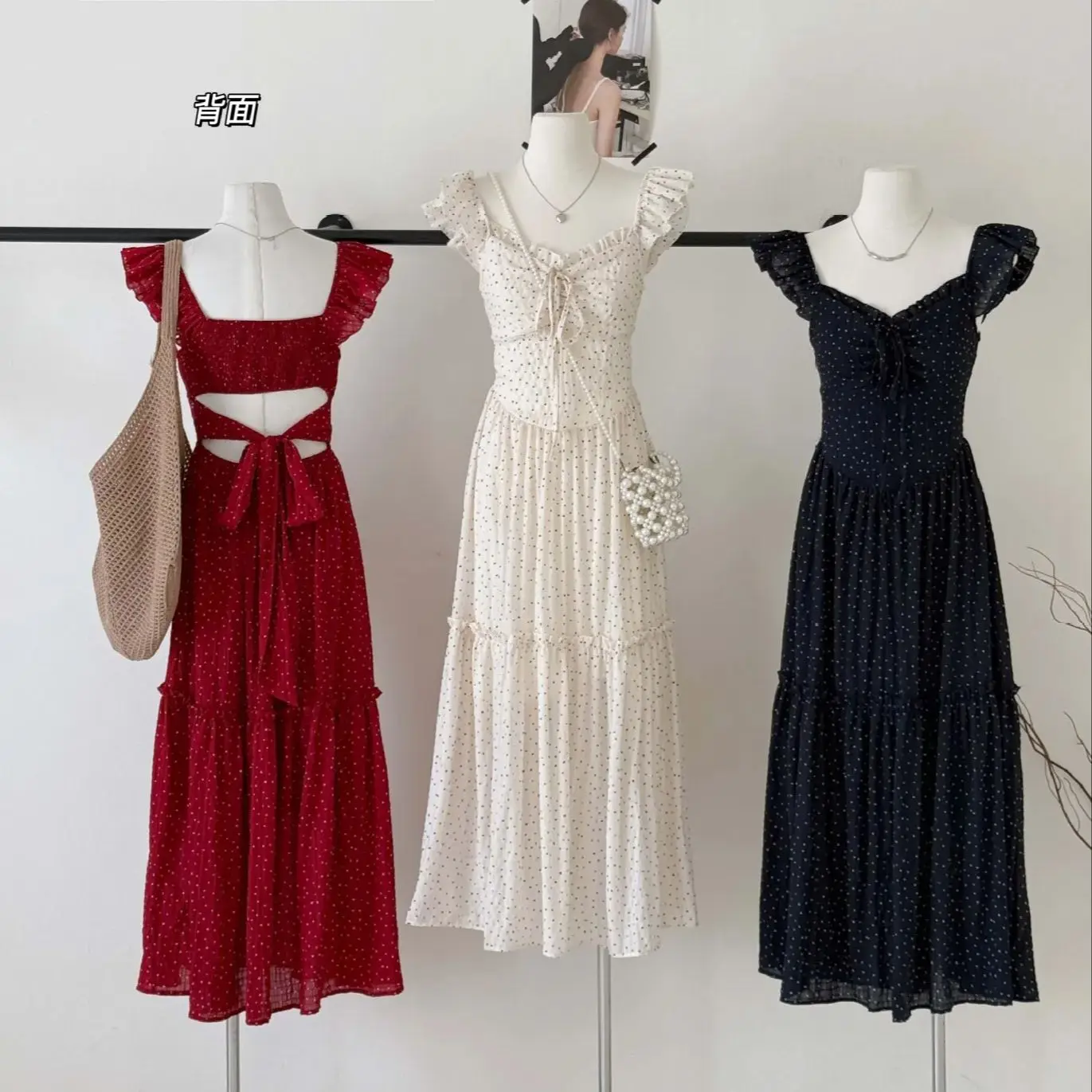 

2025 slimming spring and summer women's new style princess dress bow French suspender dress