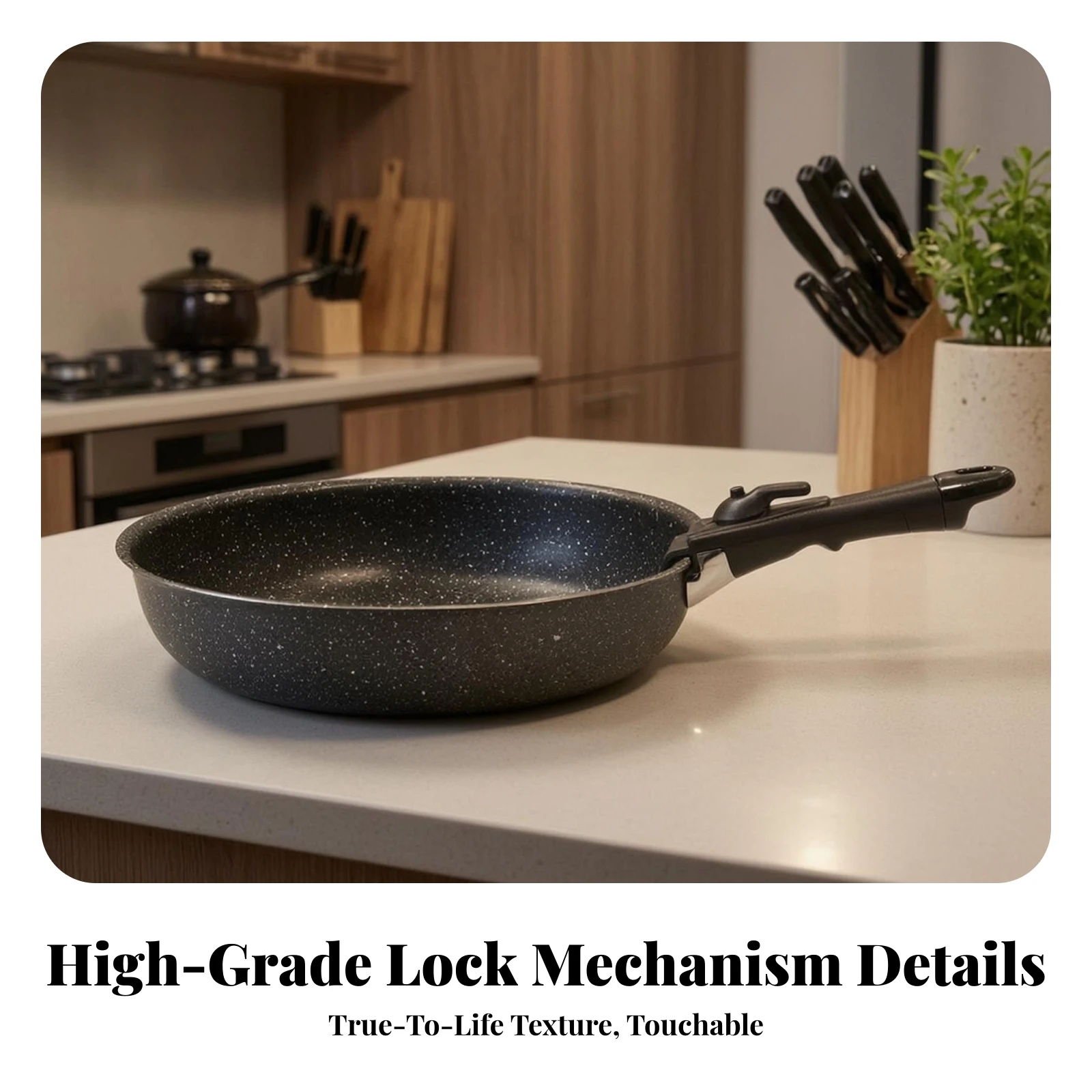 Detachable Pan Handle Extraíble Removable Pan Handle Mango Desmontable Heat-Resistant Mango Para Sartén Resistente Al Calor