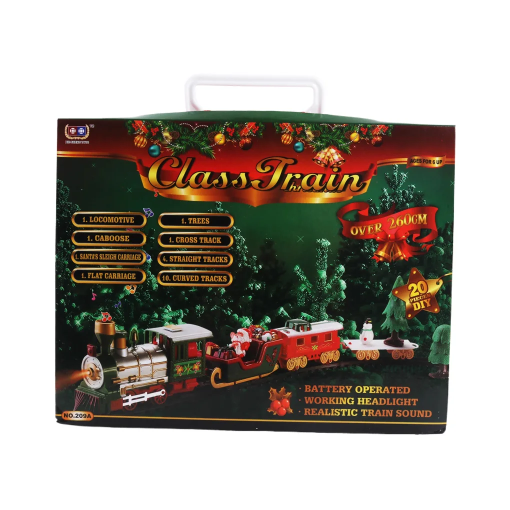 Trem de natal brinquedos elétricos decoração da árvore de natal trem pista quadro ferroviário carro com som luz ferroviário carro presentes de natal