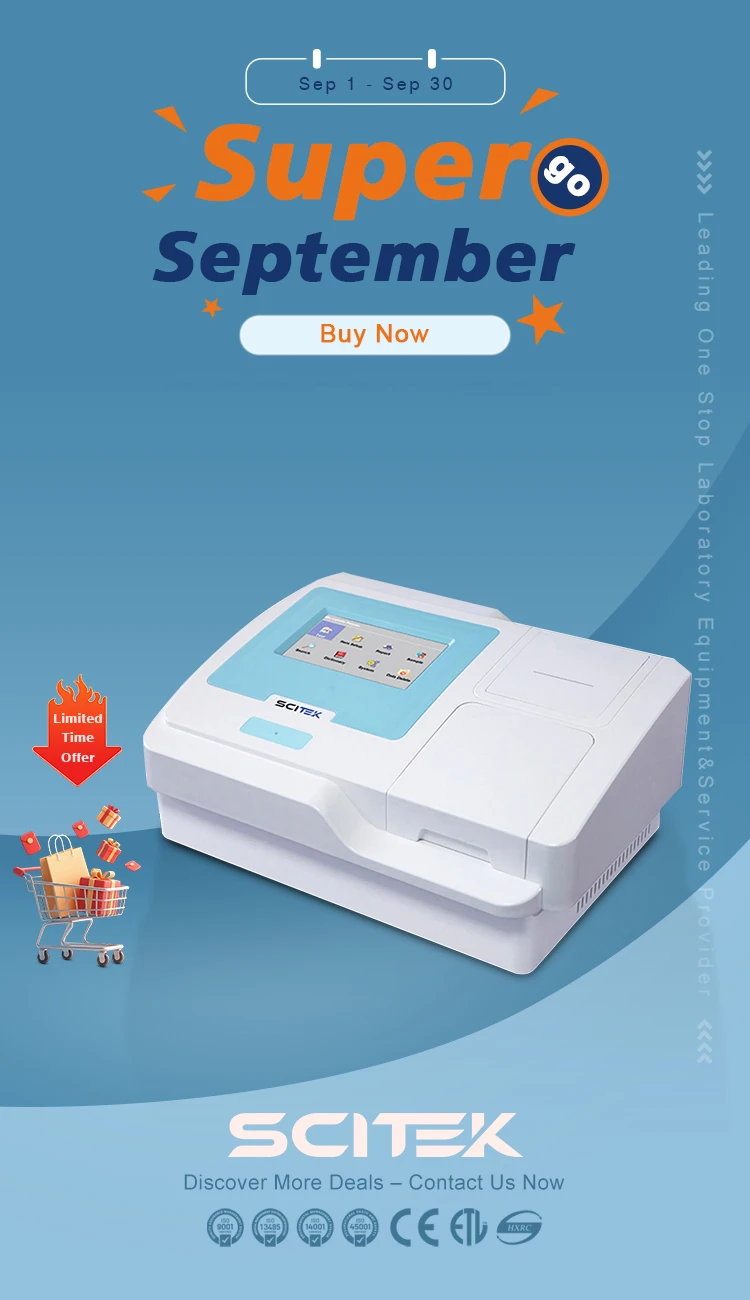 COOFULL SCITEK 400-800/725nm High Throughput Elisa Microplate Reader Auto-calibration