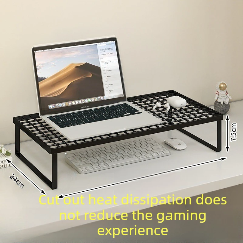Multi Tier Laptop Riser with Open Frame Cooling Design, Deep Desktop Storage Shelves, Stable Elevated Support for Office Desks