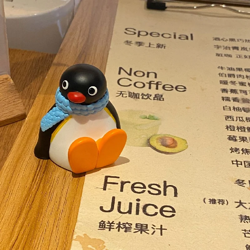 Cute Pingu Penguin Resin Mini Figurine, Scarf Cartoon Desk Ornament, Miniature Car Dashboard Decor, Kawaii Collectible Gift for view 5
