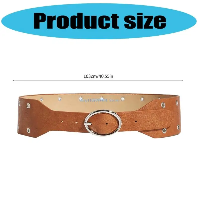 حزام N7YF Edgy للجنسين مع حلقة معدنية بطول 120 سم من جلد البولي يوريثان بطول 3.8 سم وحزام عصري متين عريض