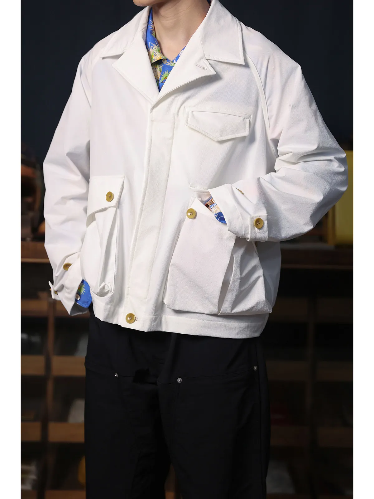 

Куртка Secondorder SS24 Field Jacket M-47 с модифицированными рукавами реглан, свободного кроя, рабочая, белая