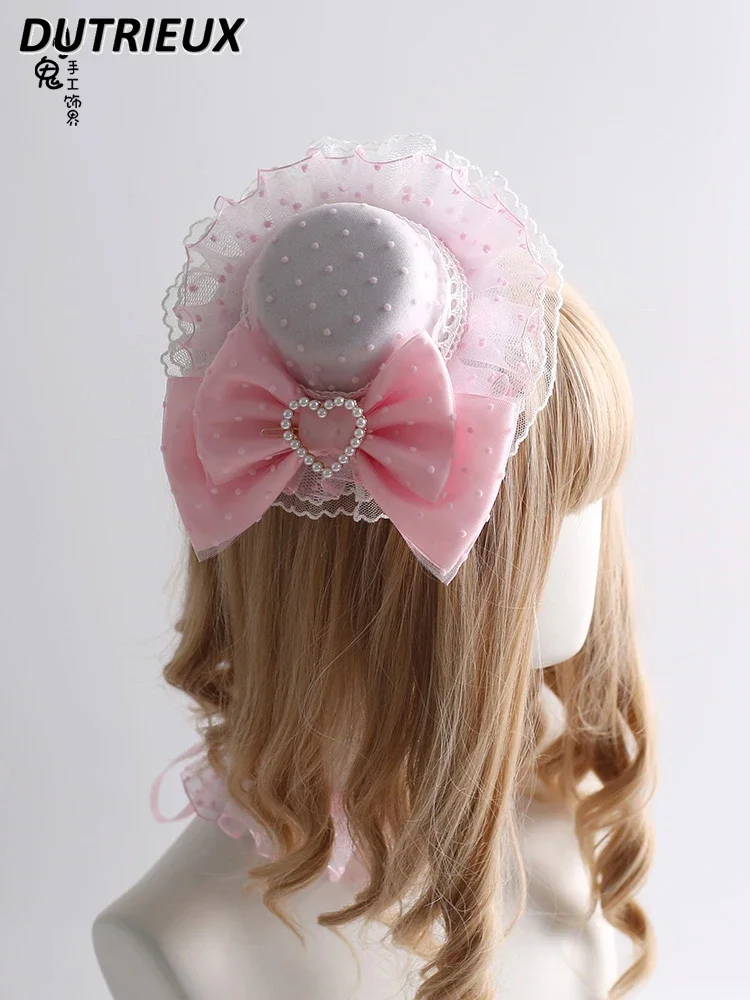 Acessórios de cabelo estilo Lolita originais para mulheres, rosa Showa Cruz, Headwear, chapéu, Headband, manga de mão, doce, bonito, novo