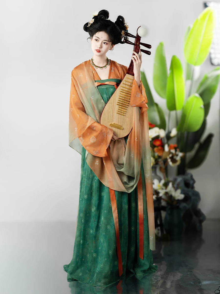 Hanfu Tang Dunhuang restoration and thinness chest-length large-sleeved skirt shirt torn skirt spring and summer daily