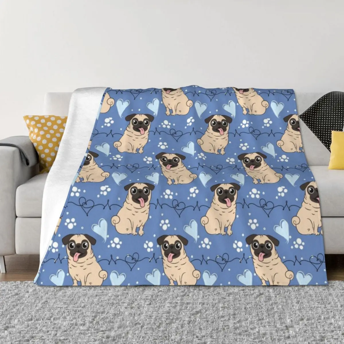 

LOVE Fawn Pug Throw Blanket Thins Luxury Thicken Soft Beds valentine gift ideas Blankets
