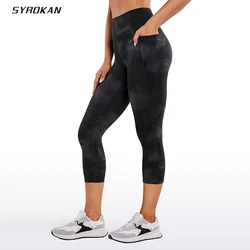 Damskie Butterluxe legginsy treningowe Capri z kieszeniami 21 cali siłownia z wysokim stanem sportowe krótkie legginsy do jogi maślane miękkie