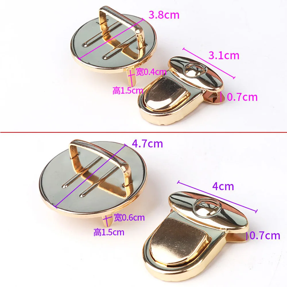 5pcs/set Wallet Buckle Purse Metal Clasp Locks Lock Clasp Catch Purse Thumb Lock Purse Buckle Fasteners for DIY Craft