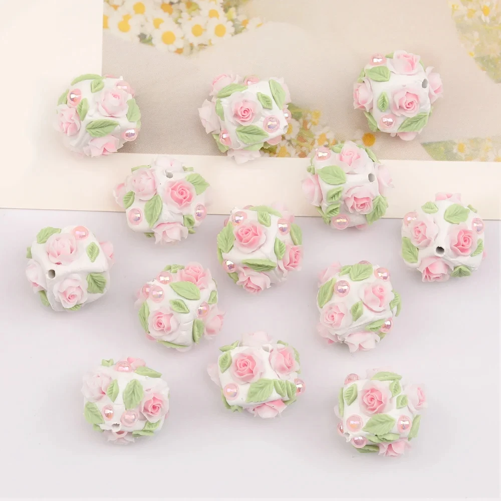 Cordial Design 40Pcs 20*20MM DIY Beads/Hand Made/Square Shape/Polymer Clay Bead/Flower Effect/Jewelry Findings & Components