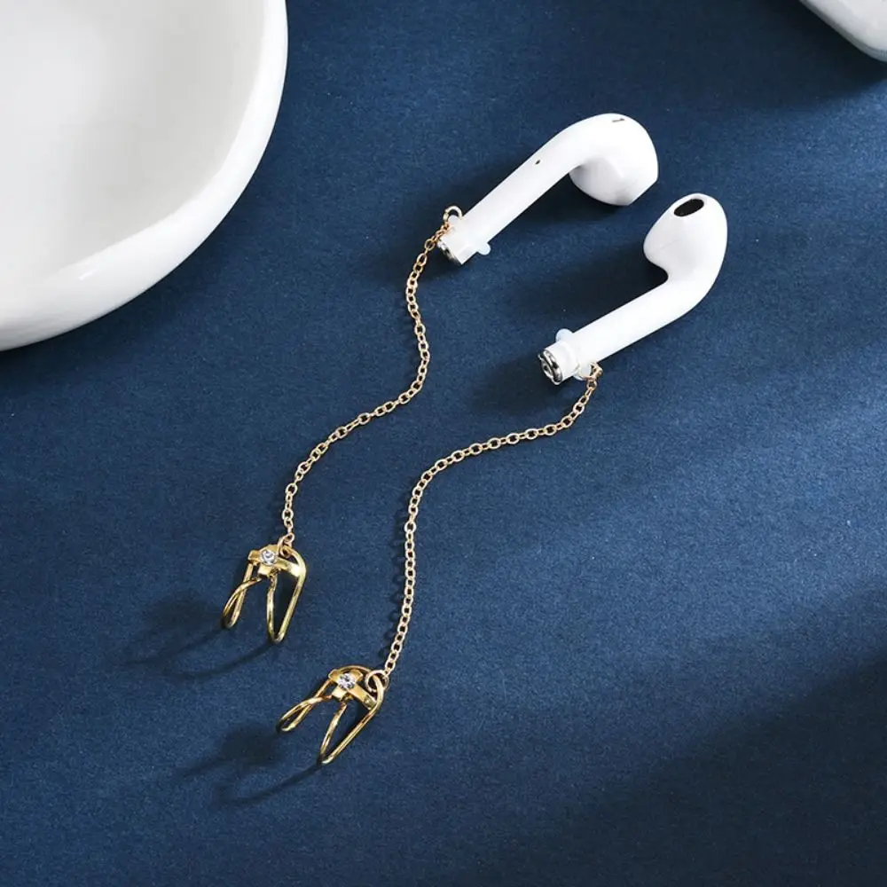 2pcs/pair Ear Decor Earphone Anti-Lost Chains Ear Clip Pentagram Earphones Chains Double-deck Jewelry Earphones Chain Clip