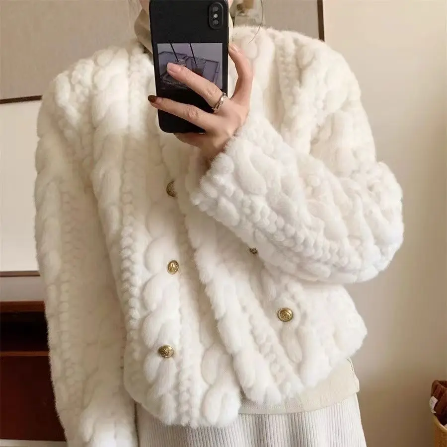 معطف نسائي جديد بتصميم قلاب فضفاض من جلد الغزال المخملي معطف نسائي بأكمام طويلة وأزرار علوية أنيقة