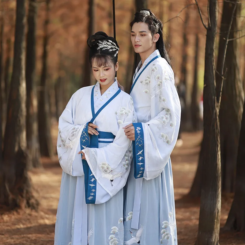 Starożytne chińskie tradycyjne Hanfu sukienka mężczyzna kostium para starożytny szermierz męskie Kimono strój Tang bajki Cosplay wydajność