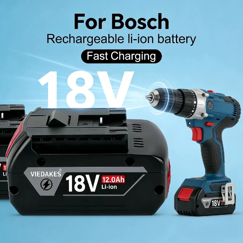 

Viedakes 18V 12Ah Lithium ion tool battery, suitble for bosch 18v battery BAT619G BAT610 BAT610G power tools + Charger