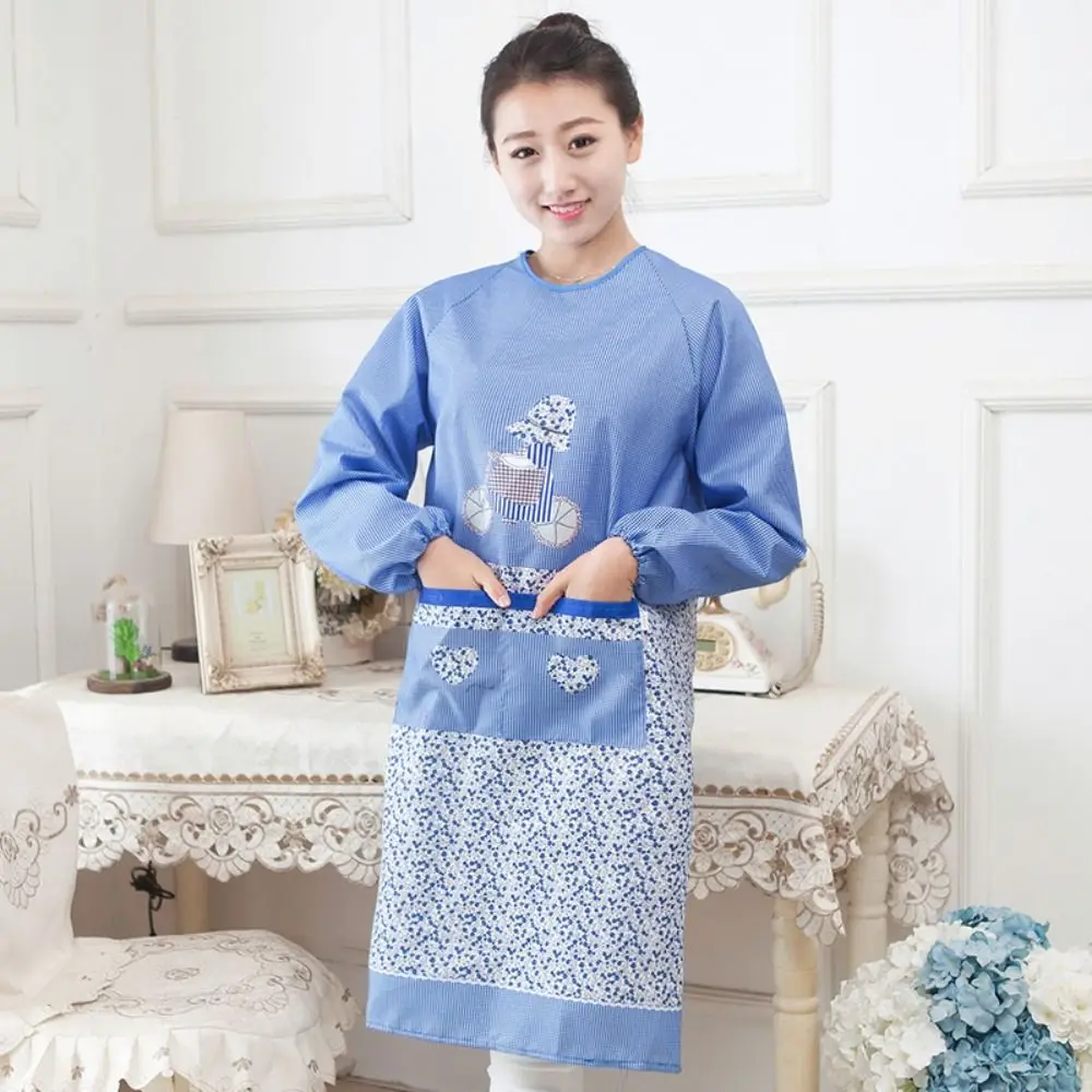 1Pc Korea Version Long Sleeve Apron Waterproof Oil-Proof Long Sleeves Cooking Apron Home Baking Coffee Shop Cleaning Tools