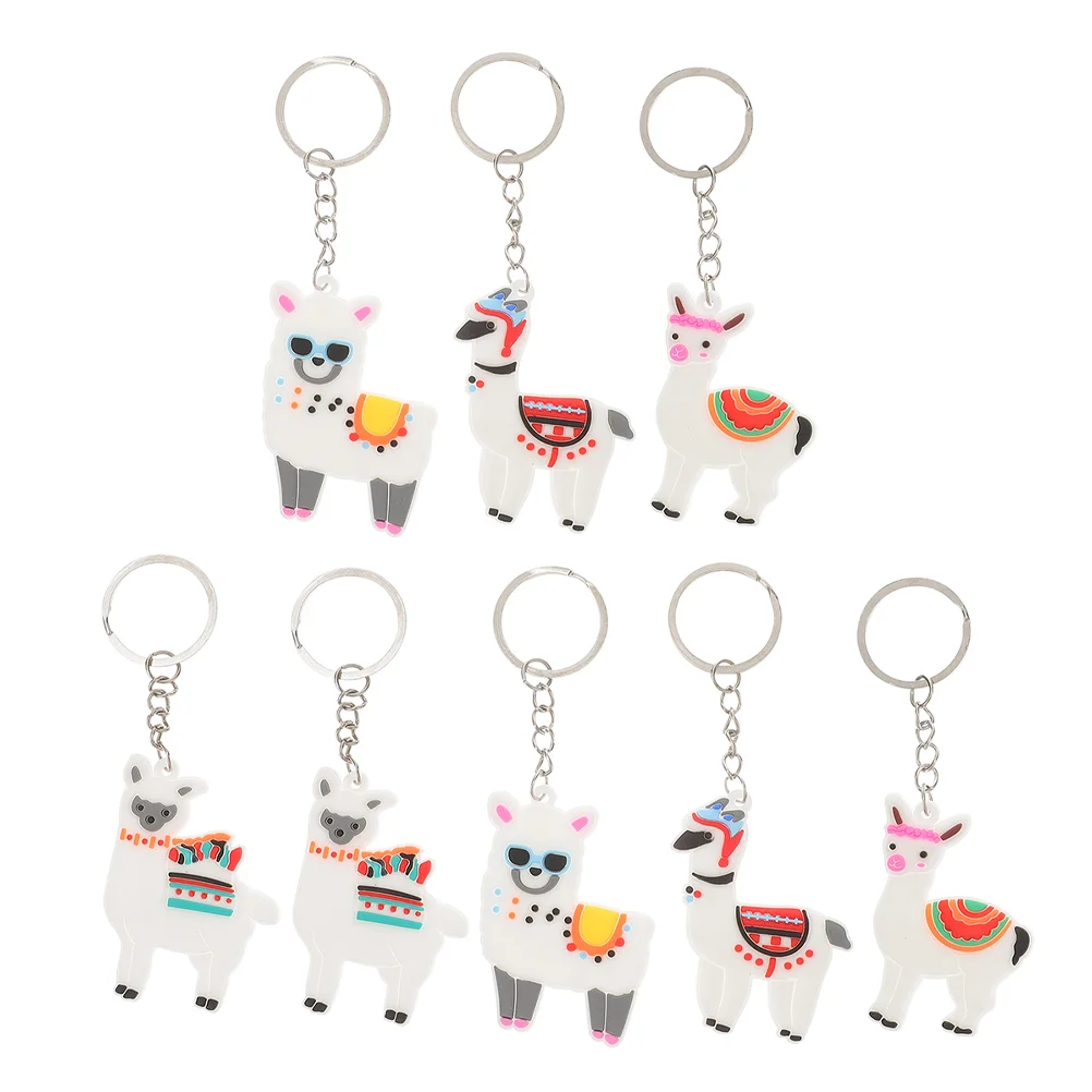 24 Pcs Alpaca Keychain Epoxy Ring Home Keyholders Bag Ornaments Car PVC Accessories for Women Zipper Hanging Drops School