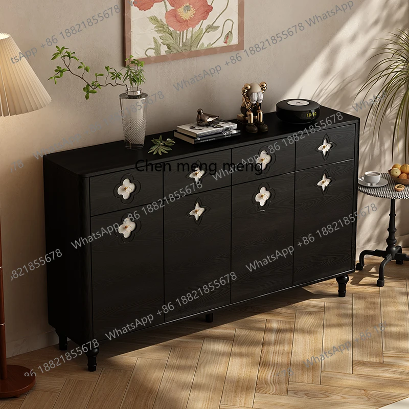 Shoe Cabinet for Home Entrance Living Room Foyer Four-leaf Clover Sideboard French Style Storage Vintage Shoe Cabinet