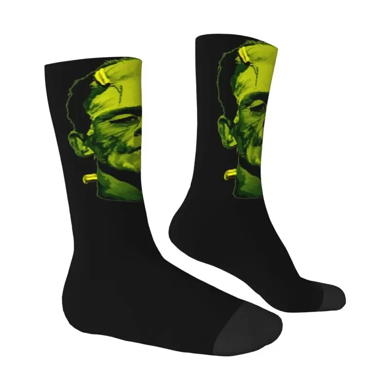 Green Frankenstein Monster Men's Crew Socks Unisex Cute Halloween Horror Film Dress Sock