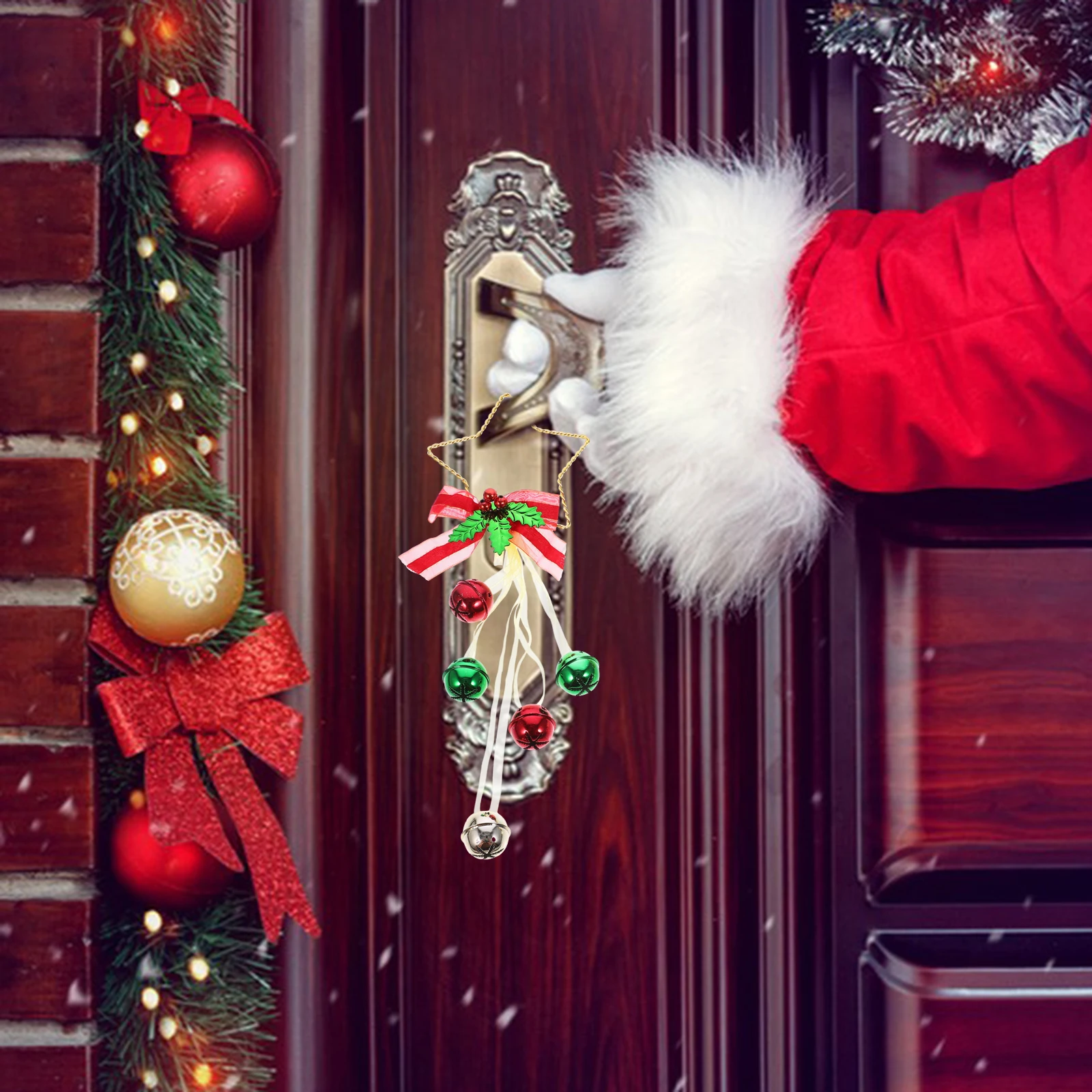 

2Pcs Christmas Bell Pendants Metal Hanging Decorations Bright Colorful Xmas Tree Ornament Festival Party Home Supplies