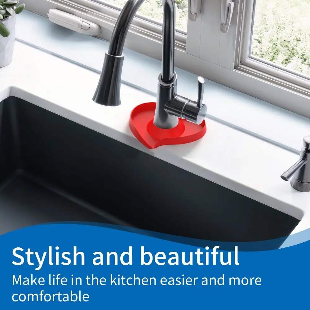 New Silicone Sink Faucet Mat Splash Quick Dry Faucet Splash Plate Heart Shape Multifunction Diversion Drain Pad Kitchen